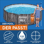 Bestway Steel Pro MAX Frame - Piscina Redonda (366 x 100 cm, Incluye Bomba de Filtro, Efecto Madera)