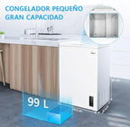 MIDEA Arcon Congelador Pequeño Horizontal de 99L, Motor Inverter, Control Electrónico de Temperatura, Tecnologia D-TYPE Tube, Cestas con Asa, Easy Move, Silencioso 39dBA, Bajo Consumo, Blanco