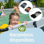 EXIT Toys Wood Pool con Toldo Solar - 300x200x65cm - Piscina de Marco Rectangular Compacta con Bomba de Filtro de Cartucho - Protección UV Óptima - Fácil Acceso - Diseño Único - Marrón