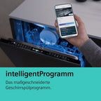 Siemens SN43ES14VE, iQ300 Smarter Geschirrspüler, Unterbau-Spülmaschine mit Besteckschublade, 60 cm, automatische Türöffnung dank autoOpen dry, besonders leise mit iQdrive-Motor, aquaStop, Edelstahl
