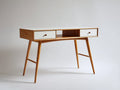 Mesas de oficina de madera 120x50x76 cm - madera natural y blanco - diseño moderno con cajones
