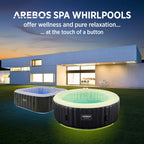 Arebos SPA Hinchable | Inflable automático | para Interior y Exterior | ⌀ 208 cm | 6 Personas | Banda Luminosa LED | 130 boquillas de Masaje | 1000 L | Incluye Cubierta | Bubble SPA & Wellness Masaje