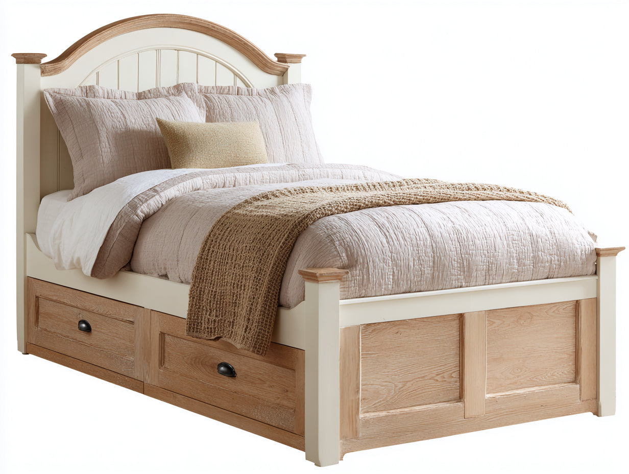 Camas individuales madera 200x100x110 cm blanco natural clásico almacenaje