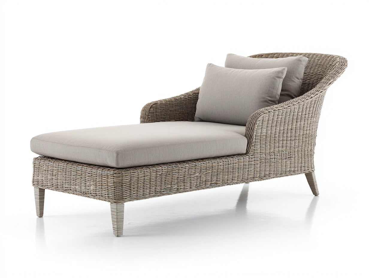 Tumbonas ratán 200x85x88 cm marrón claro y beige - diseño curvado para exterior