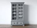 Vitrina de madera con puertas de vidrio 100x40x190 cm - gris claro - diseño vintage para salón