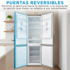 Midea Frigorífico Combi No Frost | 60 cm ancho x 188 alto cm | Inox | Nevera libre instalación 224 L + 86 L Congelador - Refrigerador de bajo consumo con congelador vertical