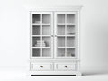 Estanterías de madera 120x40x200 cm - blanco - 2 puertas 2 cajones - estilo clásico