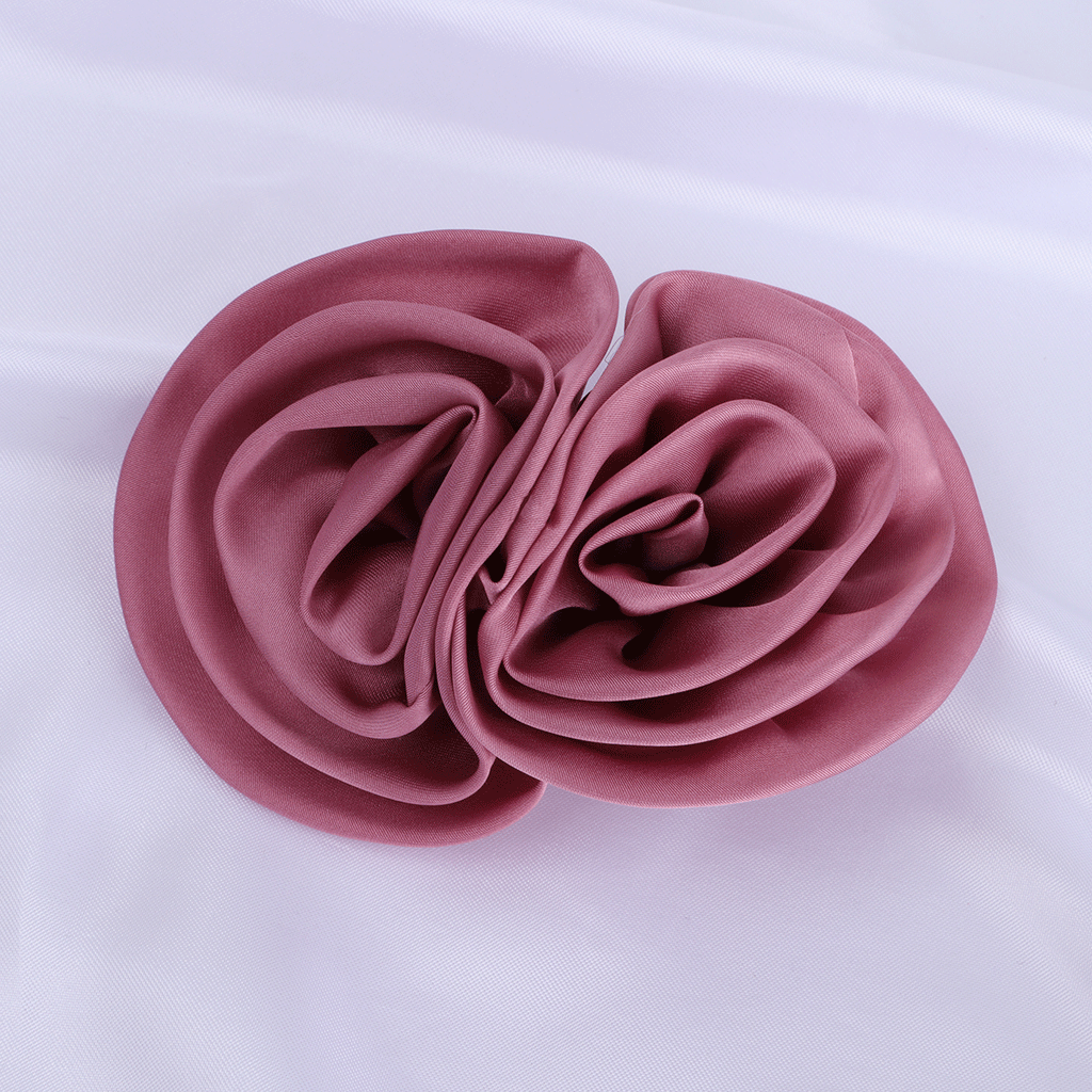 Satin Rolled Rosette Fabric Flower Applique - Wine red 9cm