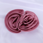 Satin Rolled Rosette Fabric Flower Applique - Wine red 9cm