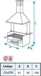 Imex El Zorro – Barbacoa Chimenea con Bandejas Metálicas | 61x40x217 cm | Acero Reforzado con Parrilla Inoxidable y Chimenea Evacuadora | Ideal para Jardines, Patios y Terrazas