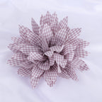 Gingham Print Dahlia Fabric Flower Applique - Pink 13cm