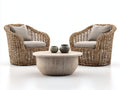 Conjunto de muebles de jardín ratán y madera 70x65x78 cm - marrón - diseño natural para terraza y patio