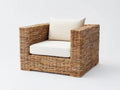 Sillones de ratán 95x90x78 cm marrón natural y beige - diseño cuadrado para exterior