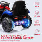 Tractor Eléctrico Infantil 4 En 1 De 12 V Con Excavadora/Buldózer/Techo Desmontable - Control Remoto Parental De 2.4 G, Bocina y Velocidad Ajustable (2-4 Km/h) - Juguete Seguro Para Niños De 3 Años En