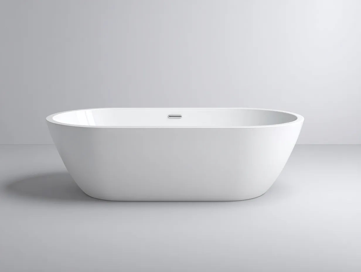 Bañera exenta acrílica 168x76x57 cm - blanco - diseño ovalado para baño