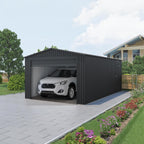 Wasabi - Garaje Metálico 19,52m2 Jarama – Portón Amplio Enrollable - Resguardo Exterior Coche - Cierre Seguridad Llave - Puerta Lateral Peatonal - Cochera Cobertizo Jardín Almacenaje – 576x338x243cm