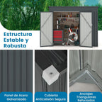 COSTWAY Caseta Jardin Exterior, 235 x 117 x 185 cm, obertizo Jardin Exterior con 2 Puertas, Techo Inclinado, Casita Organizador de Metal Galvanizado, Organizador de Herramientas para Jardín Patio