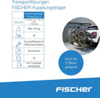 Fischer Kupplungs-Fahrradträger ProlineEvo 2, für 2 Fahrräder bis 60kg Nutzlast, E-Bike geeignet, vormontiert, abschließbar, faltbar