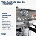 De'Longhi La Specialista Arte EC9155.MB Siebtrgermaschine, Espressomaschine mit Mahlwerk, 8 Mahlgrade, 15 Bar, 3 Temperaturen, Milchschaumdüse, 1300 W, 1,5 l Tank, Edelstahl/Schwarz inkl. Barista-Kit