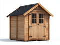 Caseta de jardín de madera 185x162x215 cm - color madera y negro - puertas dobles con ventanas y diseño clásico