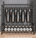 Perchero De Metal con Ruedas, Perchero de Acero Al Carbono con 2 Almacenamiento De Rack Y 2 Rieles De Ropa, Extraíble