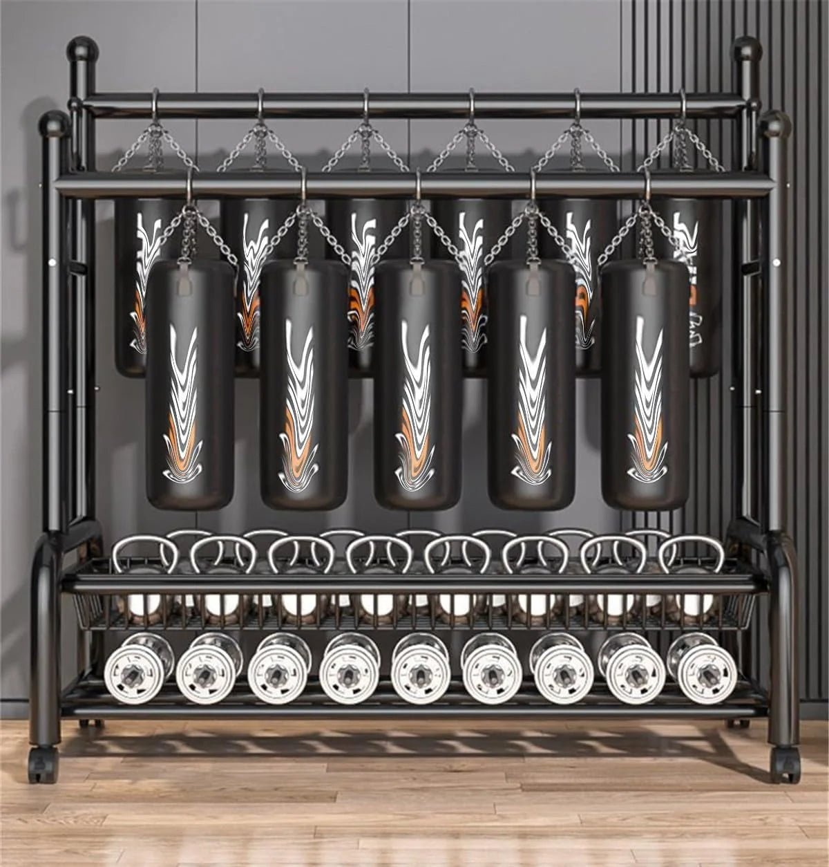 Perchero De Metal con Ruedas, Perchero de Acero Al Carbono con 2 Almacenamiento De Rack Y 2 Rieles De Ropa, Extraíble