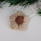 Knit Daisy Fabric Flower with Center Accent - Green 4cm