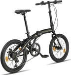 Licorne Bike Phoenix 2D Cross Bicicleta plegable de aluminio de 20 pulgadas, freno de disco, bicicleta plegable para hombre y mujer, 7 marchas, marco de aluminio