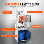 VEVOR Exprimidor de Cítricos Eléctrico 120 W Extractor de Zumo de Naranja Comercial Automático con Filtro Extraíble Cubo de Recolección de Cáscaras y Grifo para Restaurantes, Cafeterías, Fruterías